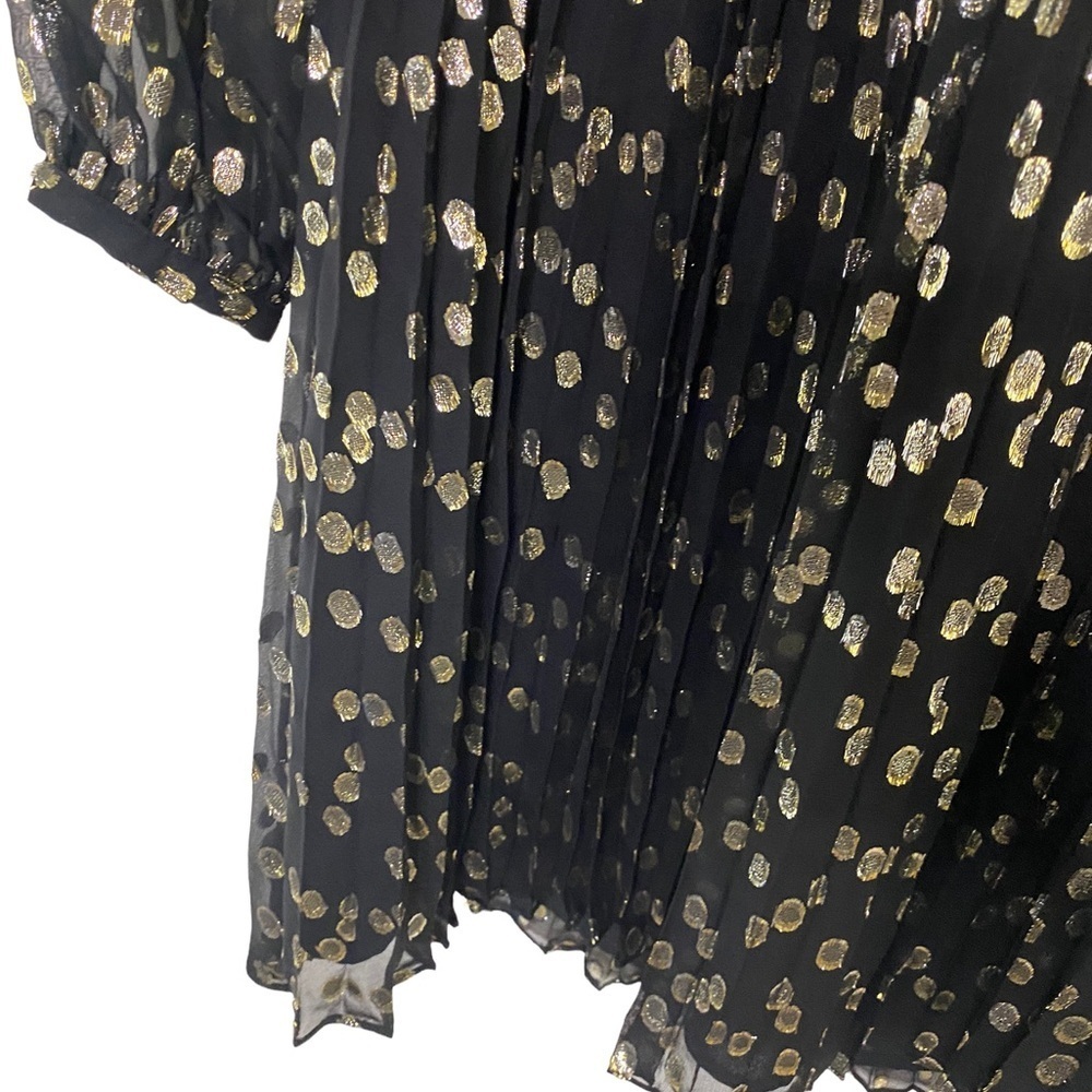A Loves A Silk Metallic Pleated Long Sleeve Babydoll Dress Sz S $259 NEW HSH - Picture 5 of 12